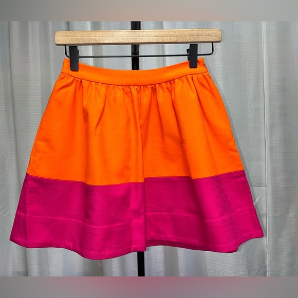 Kate Spade Pleated Cotton Bright Pink Orange Pocketed Skirt Girls NWT | size 10 - Picture 2 of 5